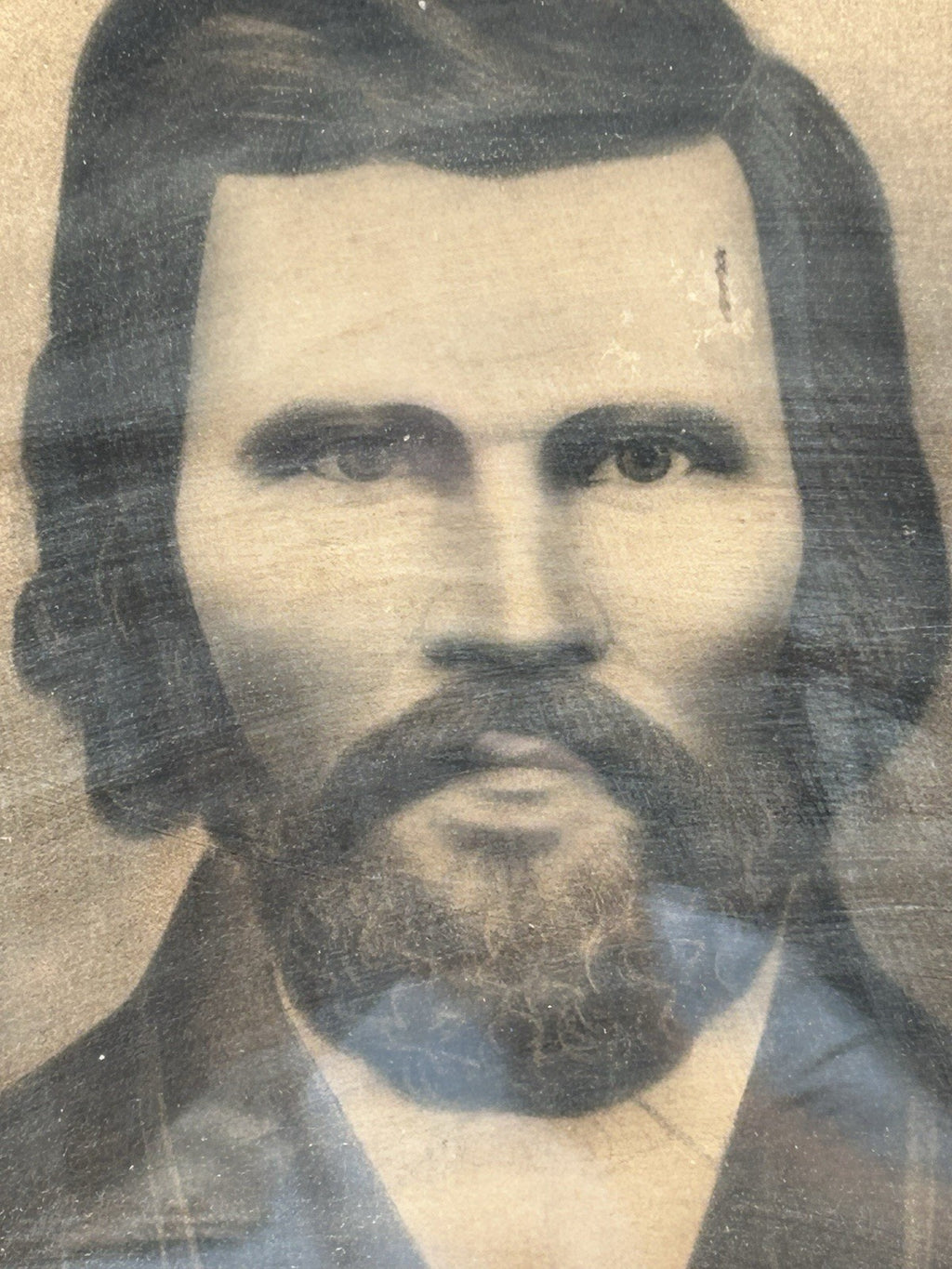 Antique Framed Folk Art Portrait of Wellington Conaway 1848