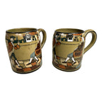 Antique Buffalo Pottery Set of Two Mugs Beer Stein Ye Lion Inn