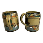 Antique Buffalo Pottery Set of Two Mugs Beer Stein Ye Lion Inn