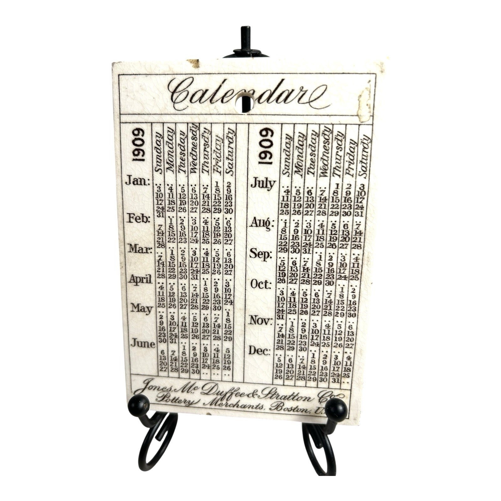 Antique Wedgwood 1909 Calendar Advertising Tile The New Museum of Fine Arts