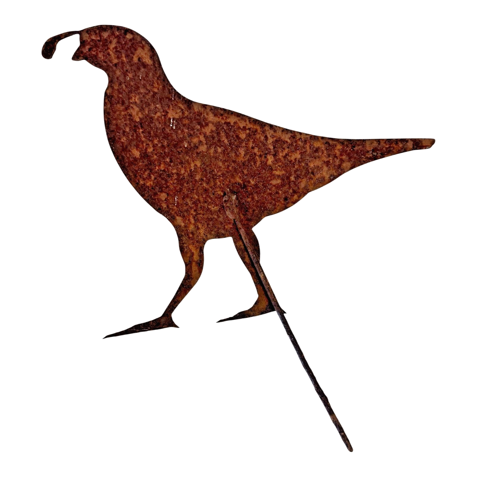 Antique Rustic Folk Art Metal Quail Bird Garden Stake Yard Art Decor