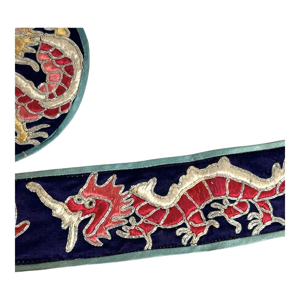 Antique Chinese Hand Embroidered Qing Dynasty Silk Dragon Themed Child's Robe