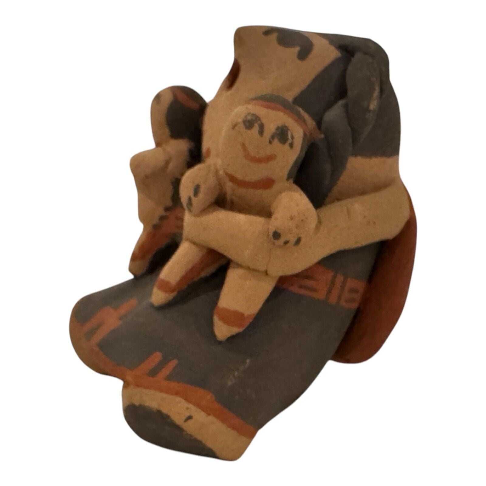 Vintage Native American Jemez Pueblo Pottery Storyteller Figurine (Signed)
