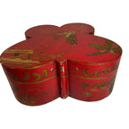 Antique Chinese Butterfly Shape Wedding Dowry Wood Box