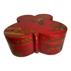 Antique Chinese Butterfly Shape Wedding Dowry Wood Box