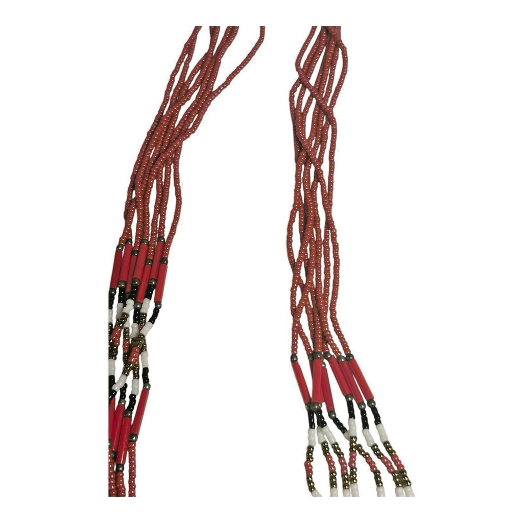 Vintage Native American Beaded Necklace - Geometric Navajo Rug Design