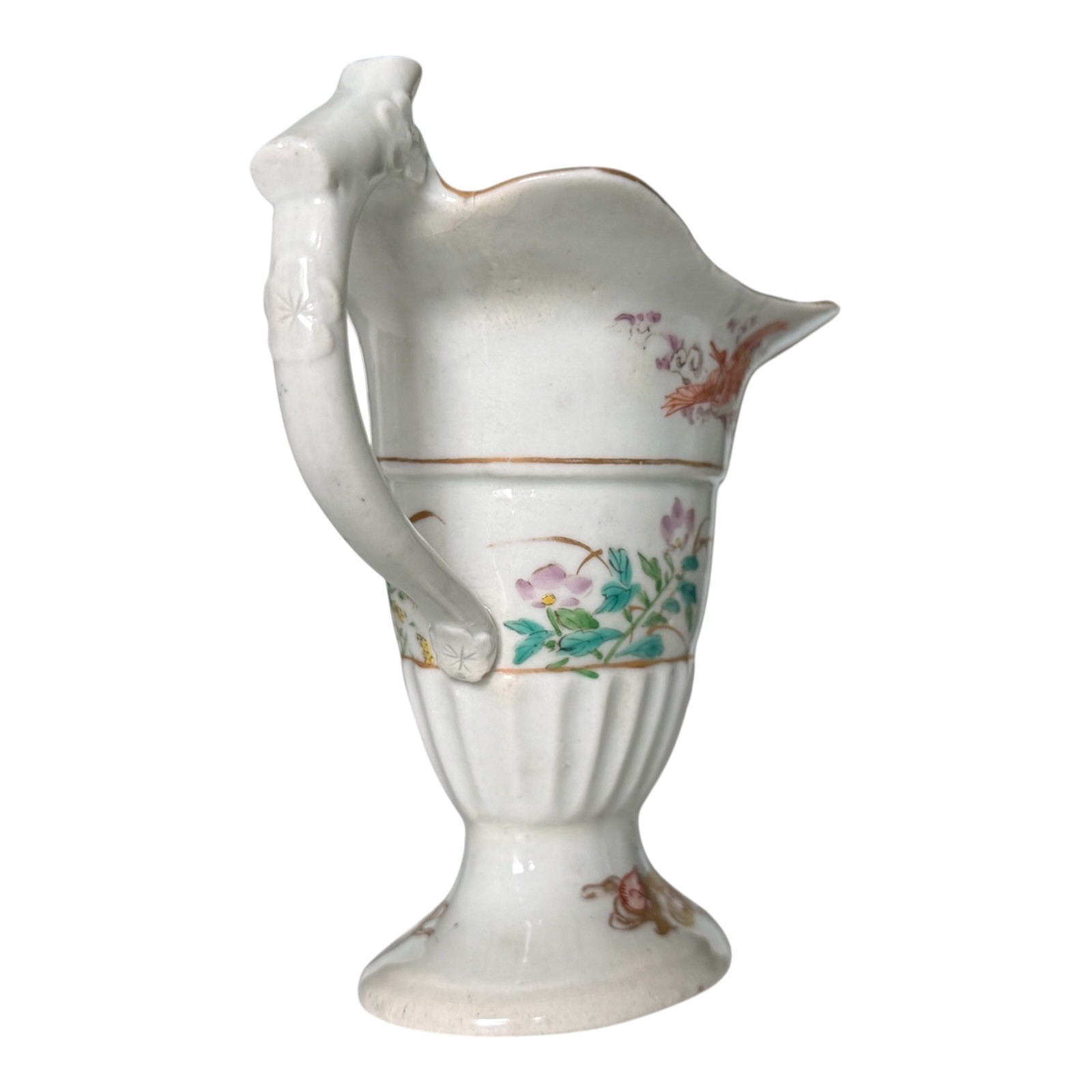 Antique Chinese Export Qianlong Helmet Pitcher - Hand Painted Crane & Bamboo