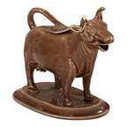 Antique Staffordshire Cow Creamer Brown Glaze Figural Creamer