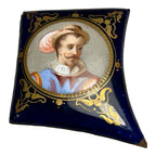 Antique Miniature Enamel Cobalt Portrait of Man on Copper Backing