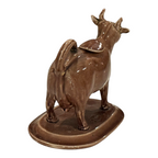Antique Staffordshire Cow Creamer Brown Glaze Figural Creamer
