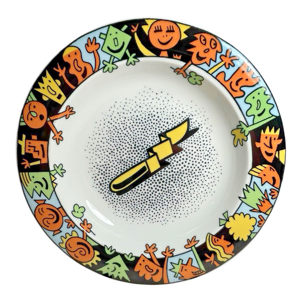 Vintage Bopla Langenthal Swiss Ceramic Bowl - Abstract Pop Art Border