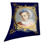Antique Miniature Enamel Cobalt Portrait of Woman on Copper Backing