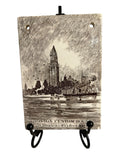 Antique Wedgwood 1915 Calendar Advertising Tile Boston Custom House