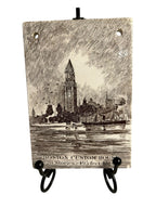 Antique Wedgwood 1915 Calendar Advertising Tile Boston Custom House