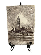 Antique Wedgwood 1915 Calendar Advertising Tile Boston Custom House