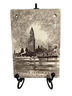 Antique Wedgwood 1915 Calendar Advertising Tile Boston Custom House