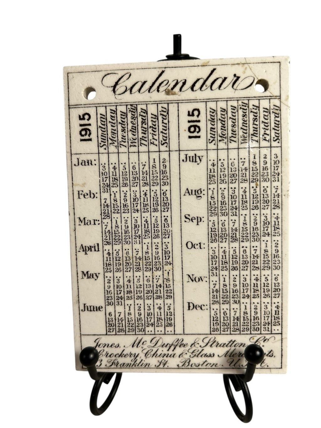 Antique Wedgwood 1915 Calendar Advertising Tile Boston Custom House