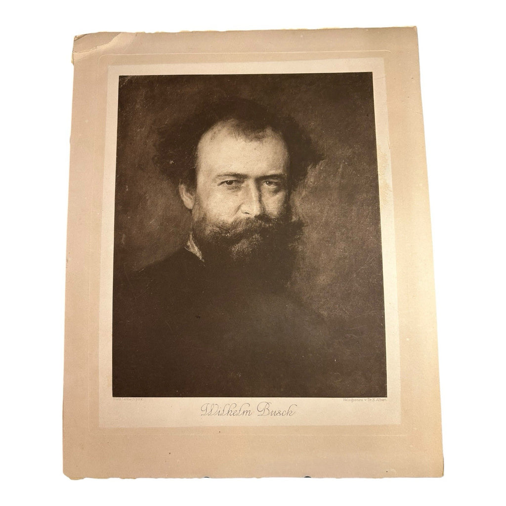 Antique Portrait Print of Wilhelm Busch by Franz von Lenbach - Heliogravure