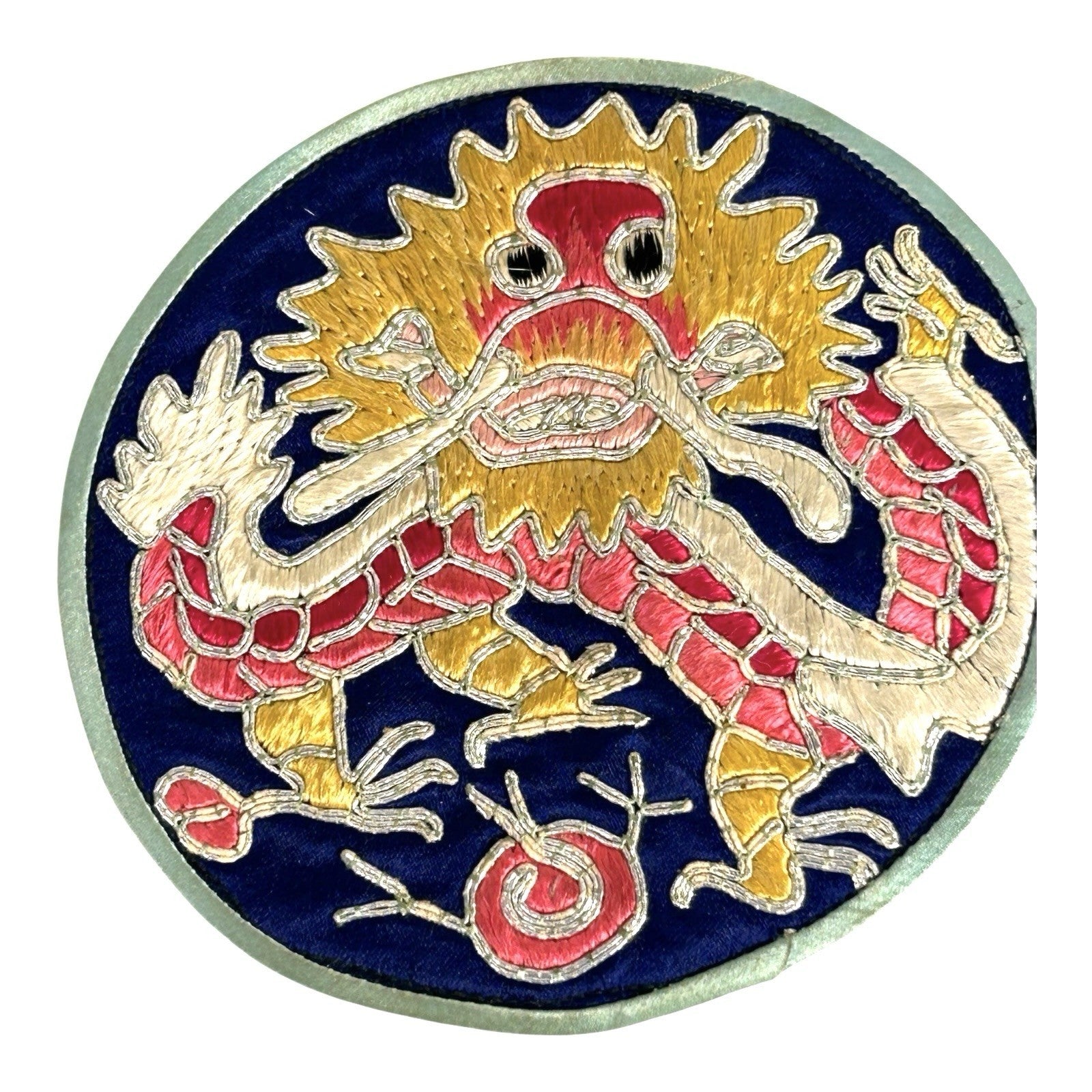 Antique Chinese Hand Embroidered Qing Dynasty Silk Dragon Themed Child's Robe