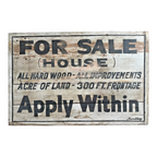 Antique Americana Wooden FOR SALE House Real Estate Advertising Sign