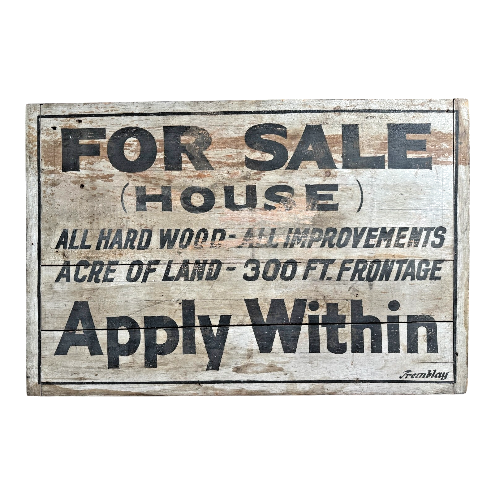 Antique Americana Wooden FOR SALE House Real Estate Advertising Sign