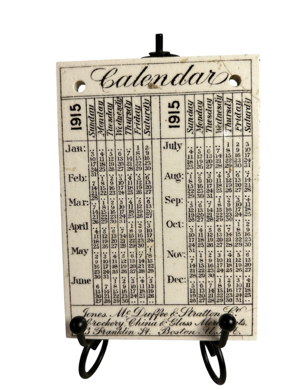 Antique Wedgwood 1915 Calendar Advertising Tile Boston Custom House
