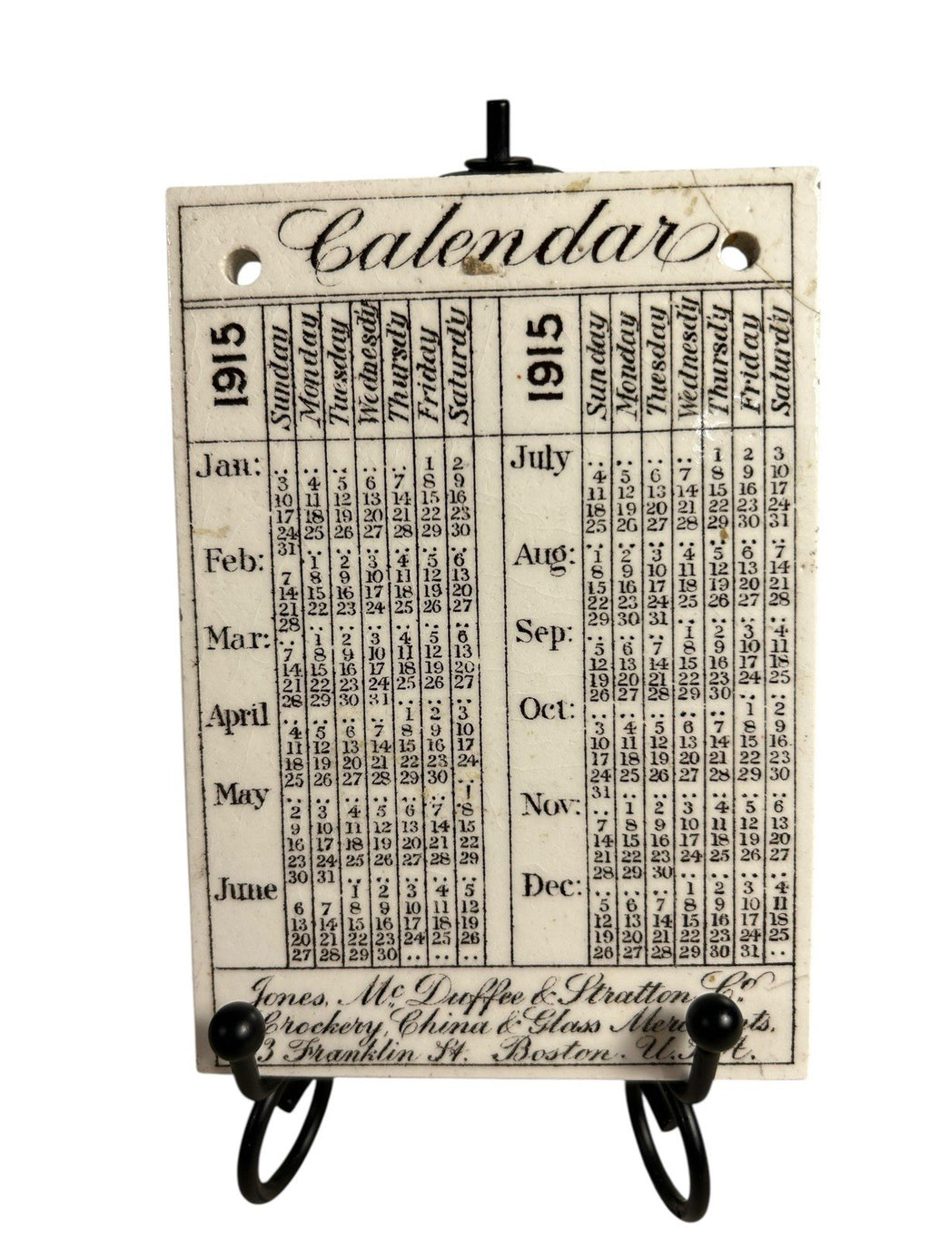 Antique Wedgwood 1915 Calendar Advertising Tile Boston Custom House
