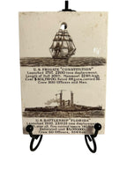 Antique Wedgwood 1911 Calendar Advertising Tile US Battle Ships