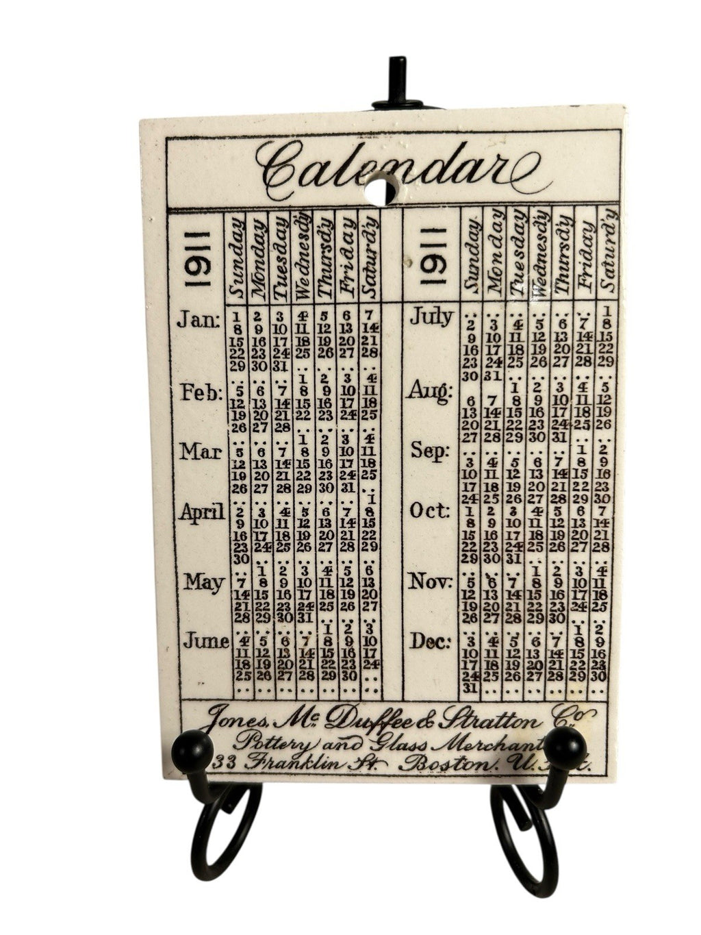 Antique Wedgwood 1911 Calendar Advertising Tile US Battle Ships