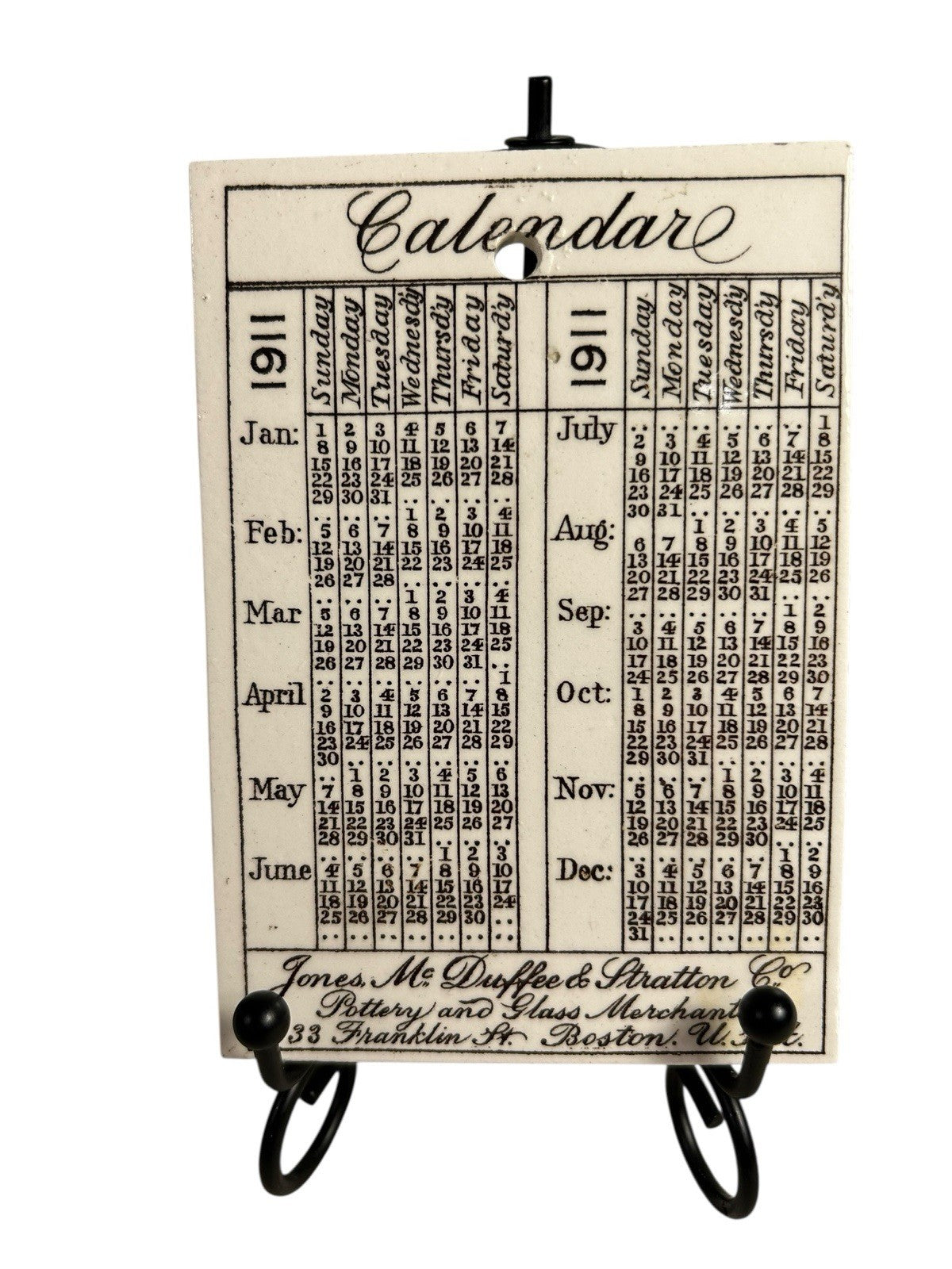 Antique Wedgwood 1911 Calendar Advertising Tile US Battle Ships