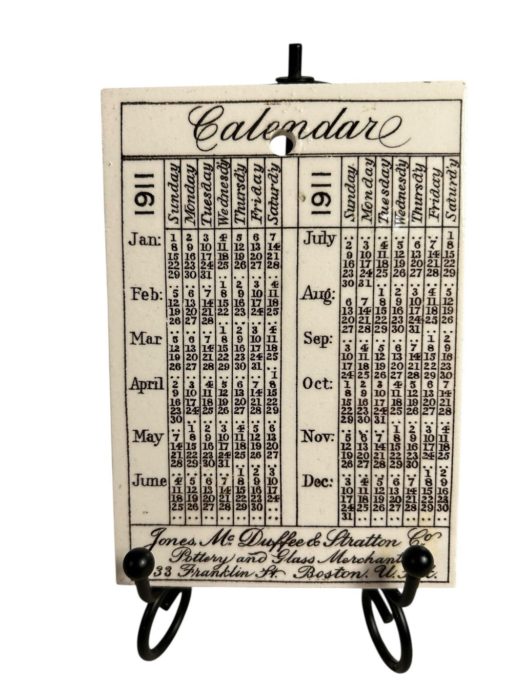 Antique Wedgwood 1911 Calendar Advertising Tile US Battle Ships