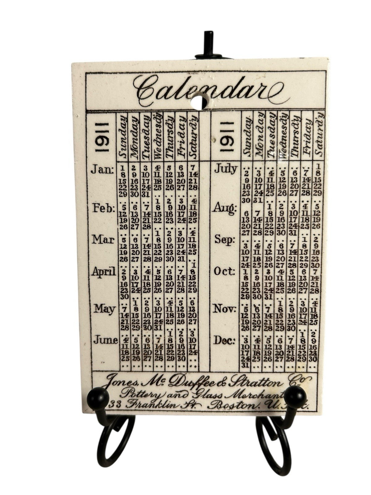 Antique Wedgwood 1911 Calendar Advertising Tile US Battle Ships