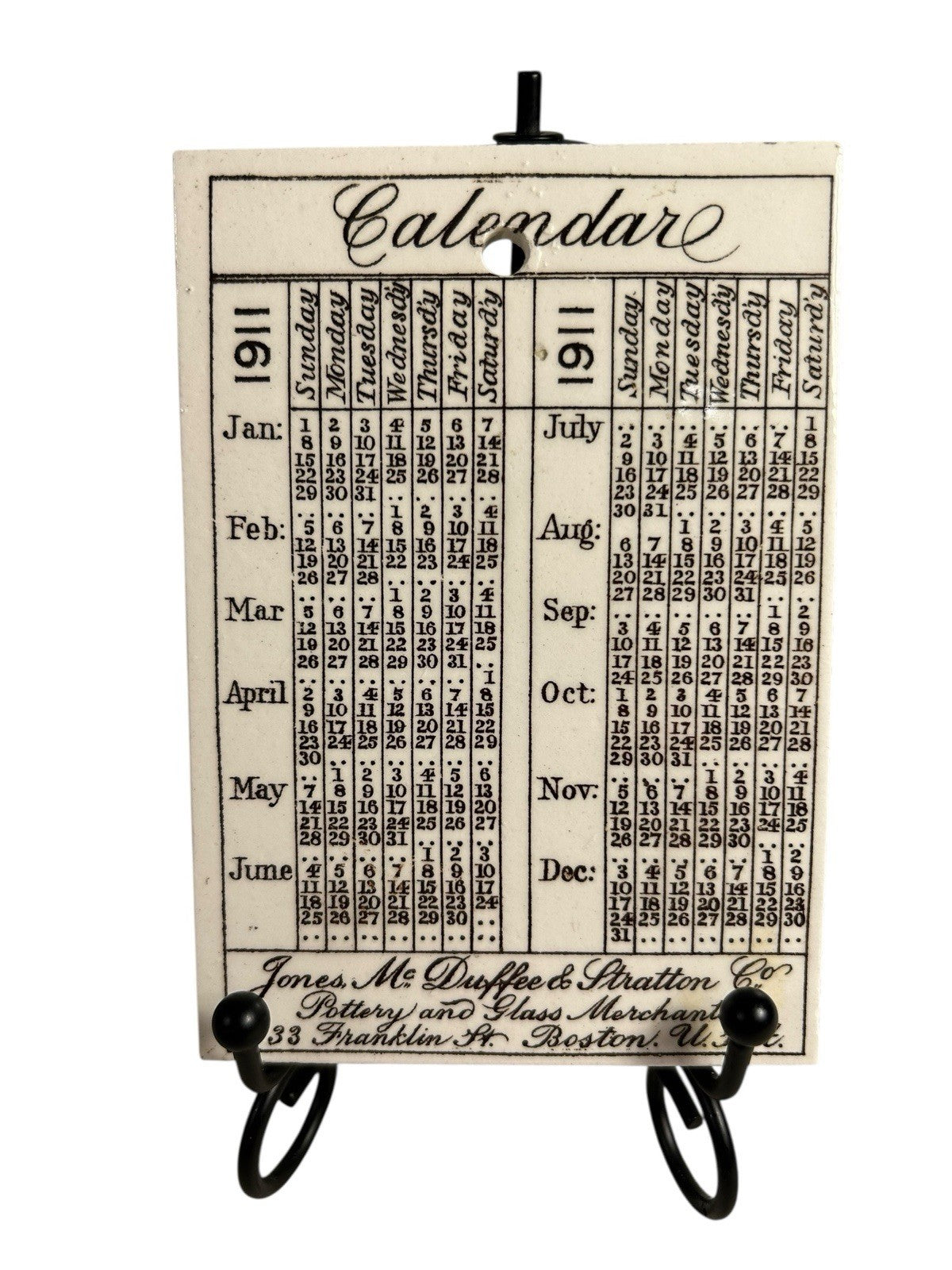 Antique Wedgwood 1911 Calendar Advertising Tile US Battle Ships