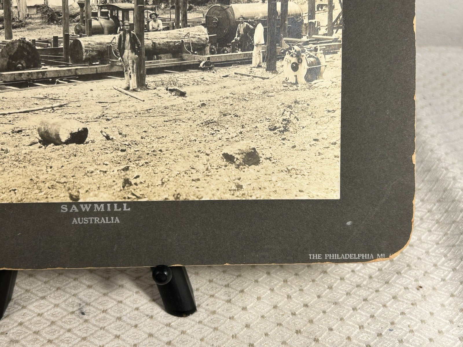 Antique Large Cabinet Card Early Photograph Australia Sawmill Owned by Mike Wolf