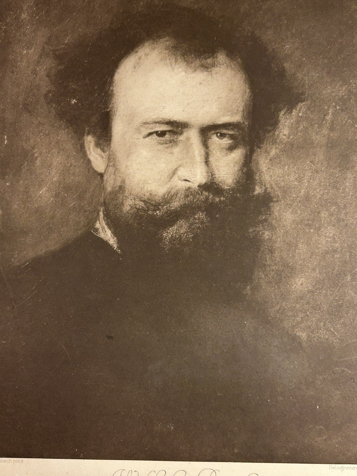 Antique Portrait Print of Wilhelm Busch by Franz von Lenbach - Heliogravure