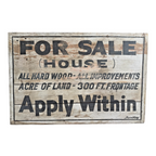Antique Americana Wooden FOR SALE House Real Estate Advertising Sign
