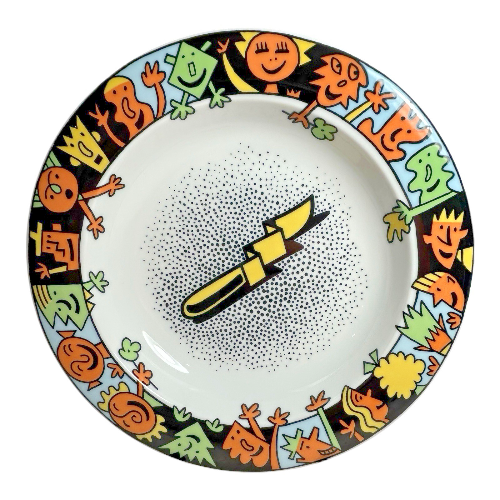 Vintage Bopla Langenthal Swiss Ceramic Bowl - Abstract Pop Art Border