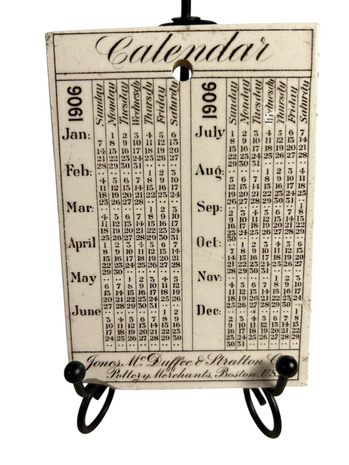 Antique Wedgwood 1906 Calendar Advertising Tile New Building Franklin & Hawley