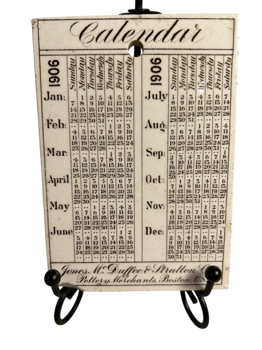 Antique Wedgwood 1906 Calendar Advertising Tile New Building Franklin & Hawley