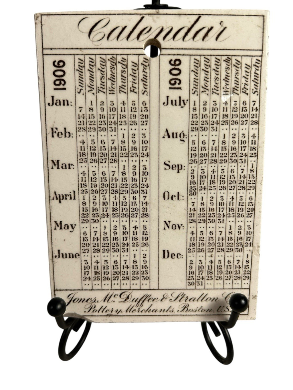 Antique Wedgwood 1906 Calendar Advertising Tile New Building Franklin & Hawley