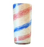 Vintage Murano Pink Blue Striped Aventurine Art Glass Vase (Attr Fratelli Toso)