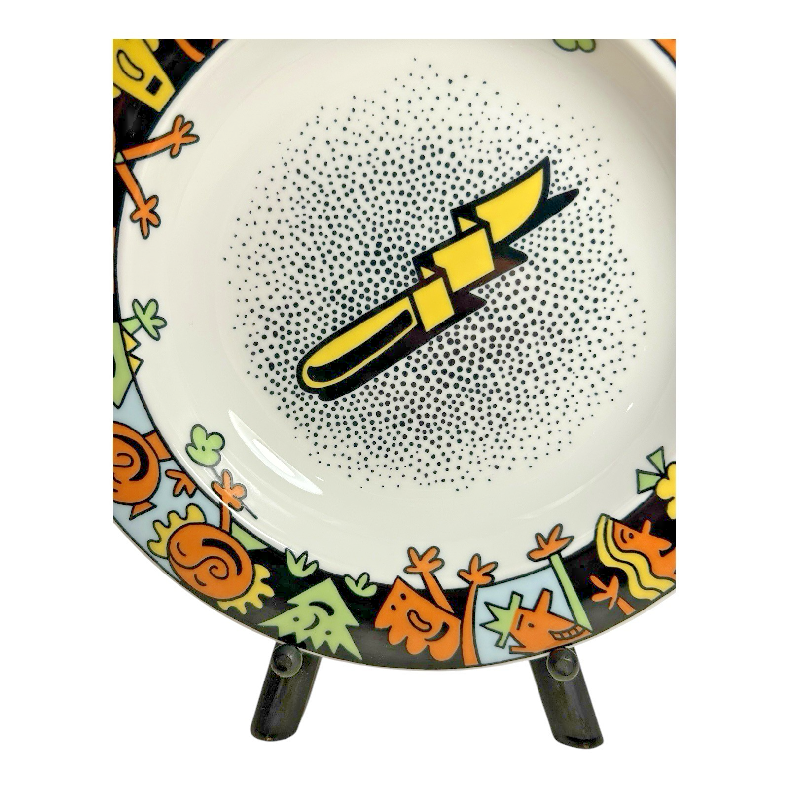 Vintage Bopla Langenthal Swiss Ceramic Bowl - Abstract Pop Art Border