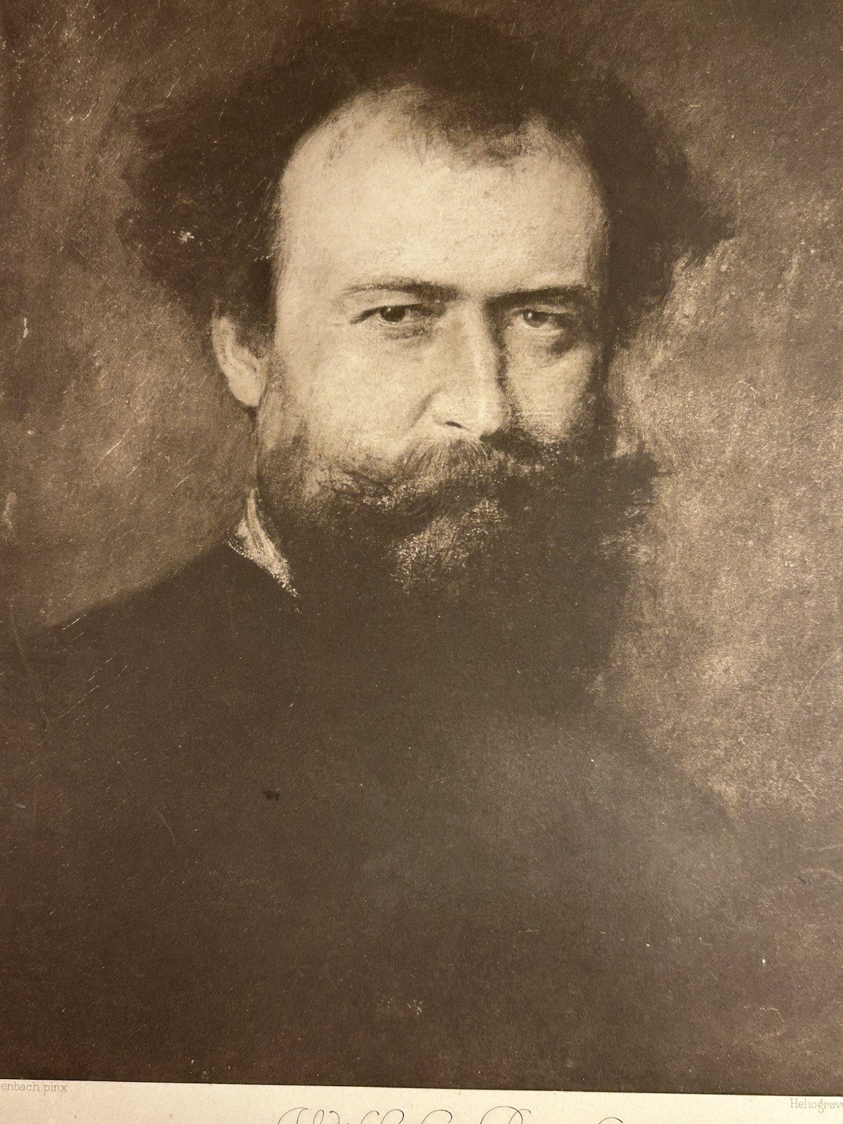 Antique Portrait Print of Wilhelm Busch by Franz von Lenbach - Heliogravure