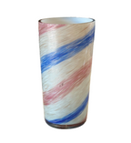 Vintage Murano Pink Blue Striped Aventurine Art Glass Vase (Attr Fratelli Toso)