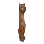 Vintage Tall Mid-Century Handcarved Folk Art Primitive Wooden Cat Statue