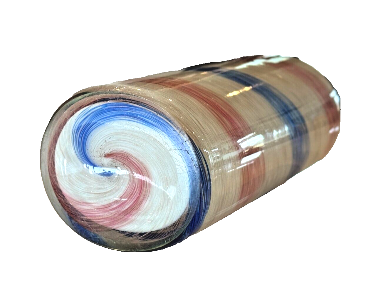Vintage Murano Pink Blue Striped Aventurine Art Glass Vase (Attr Fratelli Toso)