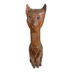 Vintage Tall Mid-Century Handcarved Folk Art Primitive Wooden Cat Statue