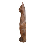 Vintage Tall Mid-Century Handcarved Folk Art Primitive Wooden Cat Statue