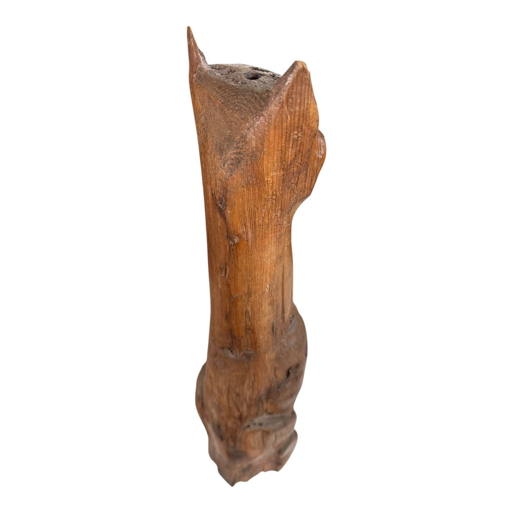 Vintage Tall Mid-Century Handcarved Folk Art Primitive Wooden Cat Statue