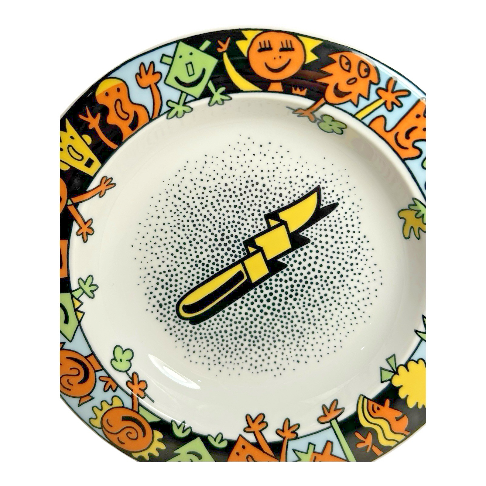 Vintage Bopla Langenthal Swiss Ceramic Bowl - Abstract Pop Art Border